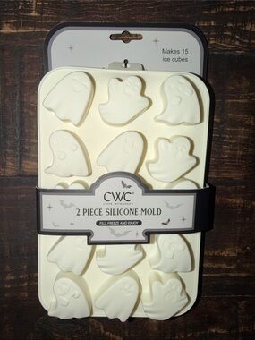 White / Cream  Ghost Silicone Mold - 2 Piece Halloween Ice Tray